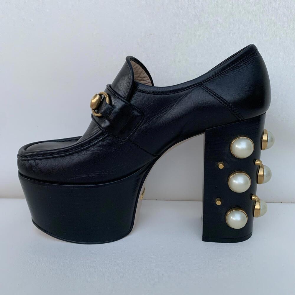 NEW GUCCI Pearl heel pumps heels ankle boots sz 7.5